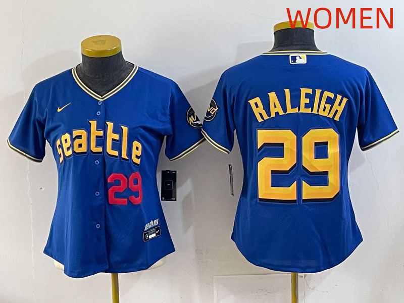 Women 2025 Seattle Mariners 29 Raleigh Blue City Edition Nike MLB Jersey style 2